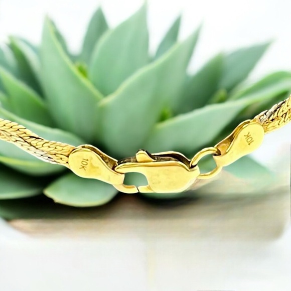 Classic Woven Gold Herringbone Tri-Strand Bracelet - Picture 14 of 16